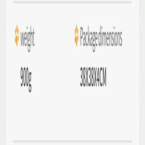 Specifiche del prodotto che mostrano 900g di peso e dimensioni 38x38x4cm per cuccia animali