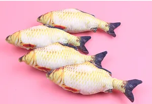 Realistic plush fish catnip toys for cats set of four durable biting and chewing pets