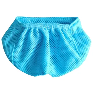 Detailed view of sky blue breathable mesh cat muzzle mask for grooming and anti-bite