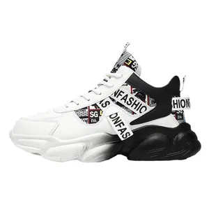 Stylish thick sole high-top basketball sneakers for men with waterproof leather finish