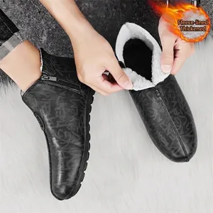 2024 Winter Mid-Top Schneestiefel mit warmem Fleece-Futter und schwarzem Graffiti-Leder