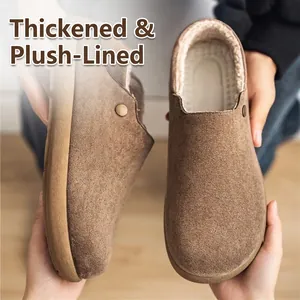 Mules Style Birkenstock pour Hommes Doublées de Polaire Chaud Slip-On Mocassins Microfibre Suède Chaussures Décontractées Avec Boucle Métal