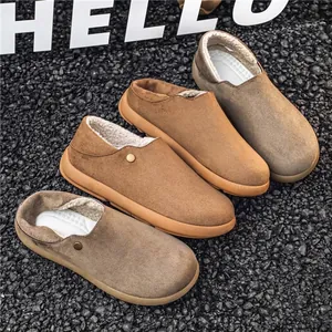 Mocassins pour hommes doublés de polaire de style Birkenstock pour l'hiver