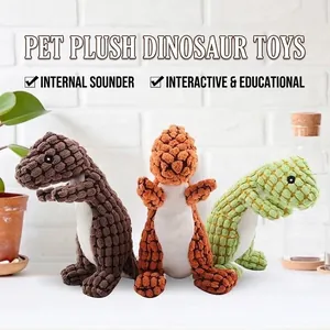 Durable Corn Velvet Dinosaur Dog Squeaky Toy Interactive Chew Toy For Teeth Cleaning Healthy Pet Product For Indoor Play