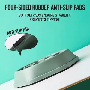 Anti-slip pet slow feeder bowl in green with non-slip rubber feet for stability