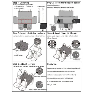 Guide d'installation détaillé pour la housse de siège auto pour animaux avec planches