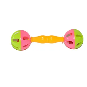 Colorful plastic bird toy dumbbell rattle for parrot training, grasping and boredom relief