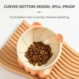 Ergonomische keramische voerbak voor katten met schuine opening voor nekbescherming