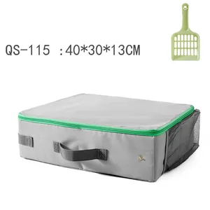 Vue détaillée du bac à litière pliable imperméable en tissu Oxford gris durable