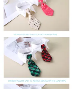 Close-up of pet gentleman collar ties with star and plaid patterns and velcro adjustment