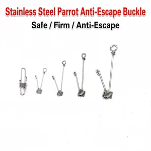 Stainless Steel Parrot Foot Buckle Anti-Escape Spring Shackle For Bird Training Leg Chain Connector Silver Bird Accessories