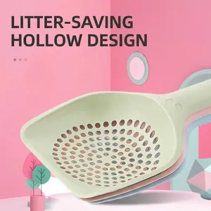 Paletta per lettiera per gatti in plastica verde con design a griglia cava efficace
