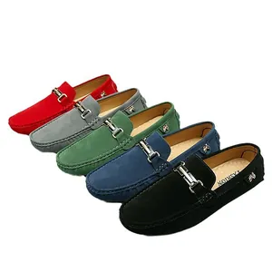 Men's suede loafers in five colors with metal bit and bee detail for casual driving
