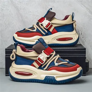 Heren Waterdichte Dikke Sneakers Kleurblok Microvezel Leer Outdoor Workwear Sneakers Hong Kong Stijl Casual Sportschoenen