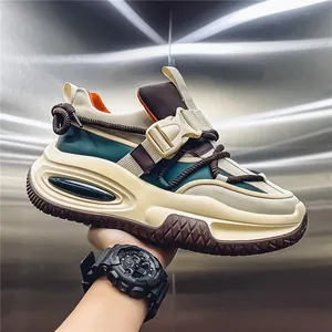 2025 waterdichte leren chunky sneakers met dik platform voor buitensporten, heren