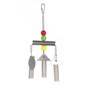 Cloches de jouets d'oiseaux en acier inoxydable avec perles colorées pour grands perroquets