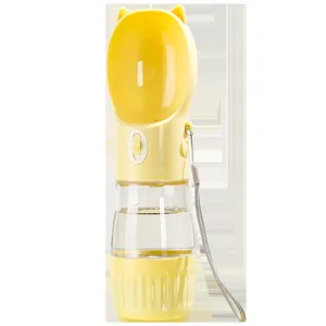 Gourde 2-en-1 portable pour chien et distributeur de nourriture design oreilles de chat