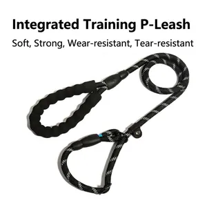 Reflective Integrated P-Rope Pet Leash Soft Foam Handle Anti-Burst Dog Training Lead For Medium Large Dogs Outdoor Safety Walking Traction Rope