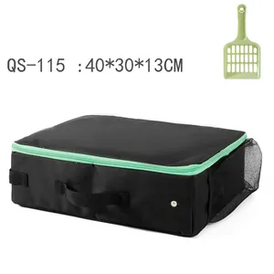 Maison de toilette pour chat pliable et imperméable en tissu Oxford avec pelle verte incluse.
