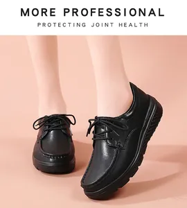 Scarpe da lavoro nere stringate per infermiera con suola morbida antiscivolo professionale