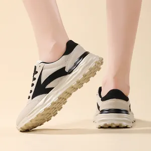 Zapatillas chunky beige para mujer con malla transpirable y suelas gruesas antideslizantes