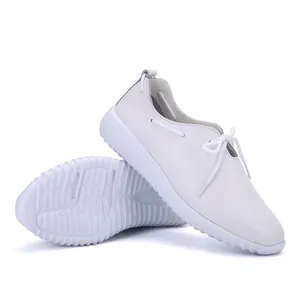 Women Cowhide Leather Nurse Shoes Breathable Thick Sole Lace-up Non-slip Professional Medical Work Walking Shoes White Black Comfort Single Shoes