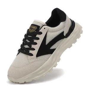 Scarpe dad sneaker da donna traspiranti albicocca con elegante motivo a freccia nera