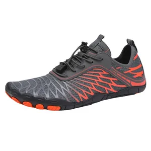 Breathable grey and orange outdoor water sports shoes for beach swimming and fitness