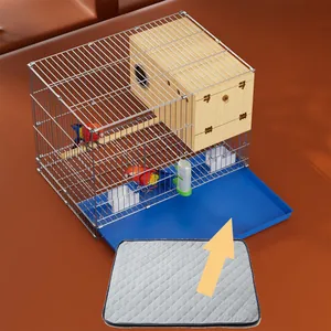 Alfombrilla absorbente gris acolchada para jaulas de pájaros con protección de fugas