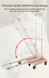 Foldable metal handle mechanism for portable pet trolley cart with multi-directional wheels