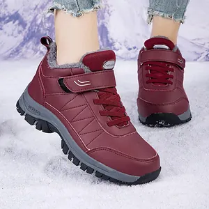 Chaussures d'hiver imperméables en similicuir avec doublure chaude et semelle antidérapante