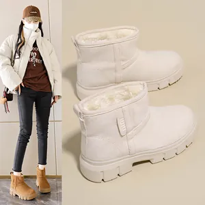 Stylish warm winter snow boots for women with thick plush lining and anti-slip platform sole