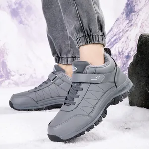 Chaussures de marche d'hiver imperméables en coton doublées de polaire grise