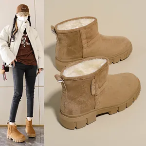 Warm winter snow boots for women featuring thick fleece lining and a platform sole
