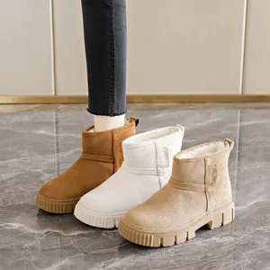 Women's warm winter snow boots with thick plush lining and anti-slip platform soles