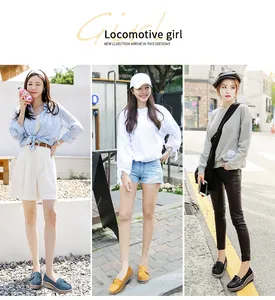 Casual women's slip-on wedge loafers featuring metal buckle and comfortable round toe design.