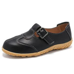 Klassische schwarze Mary Jane Schuhe mit verstellbarer Schnalle und Gummisohle für Damen