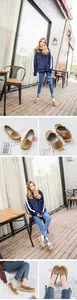 Detailed view of comfortable brown leather loafers with soft flat soles for women