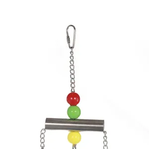 Jouet durable en acier inoxydable pour perroquet avec perles colorées pour cage