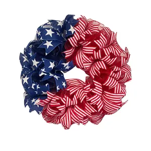 American Independence Day wreath door hanging fabric decoration patriotic star stripe decor