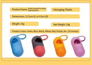 Dispenser di sacchetti per cani a forma di proiettile, in plastica, 11,5 cm