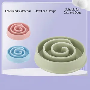 Anti-Choking Pet Slow Feeder Bowl Spiral Maze Design Non-Slip Dog Cat Feeding Bowl Durable Plastic Pet Supplies Bowl