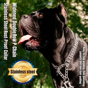 Stainless Steel Dog P-Chain Collar Heavy Duty Metal Pet Training Choke Chain For Medium Large Dogs Golden Retriever