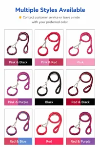 Professional grade eight-strand woven nylon dog leashes in nine color combinations