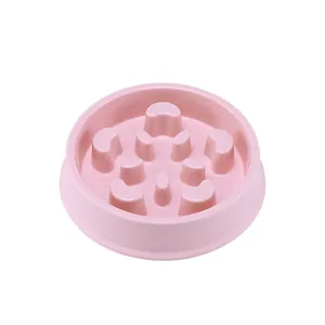Gamelle anti-glouton rose en forme de pétale pour chiens et chats, digestion saine.