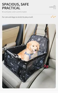 Waterproof pet car booster seat with breathable mesh window on vehicle seat