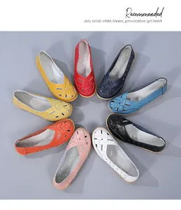Detailed view of colorful women's hollow-out loafers in eight vibrant summer shades