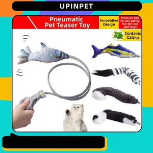 Interactive Pneumatic Cat Teaser Toy Simulation Fish Horse Tail With Airbag Manual Pump For Indoor Pet Cat Exercise Play