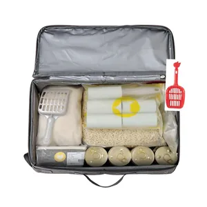 Vue détaillée de l'intérieur d'un bac à litière pour chat pliable en tissu Oxford portable