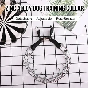 Durable Iron Dog Training Prong Collar Adjustable Metal Pinch Pet Collar With Quick Release Buckle And Rubber Tips For Behavior Correction